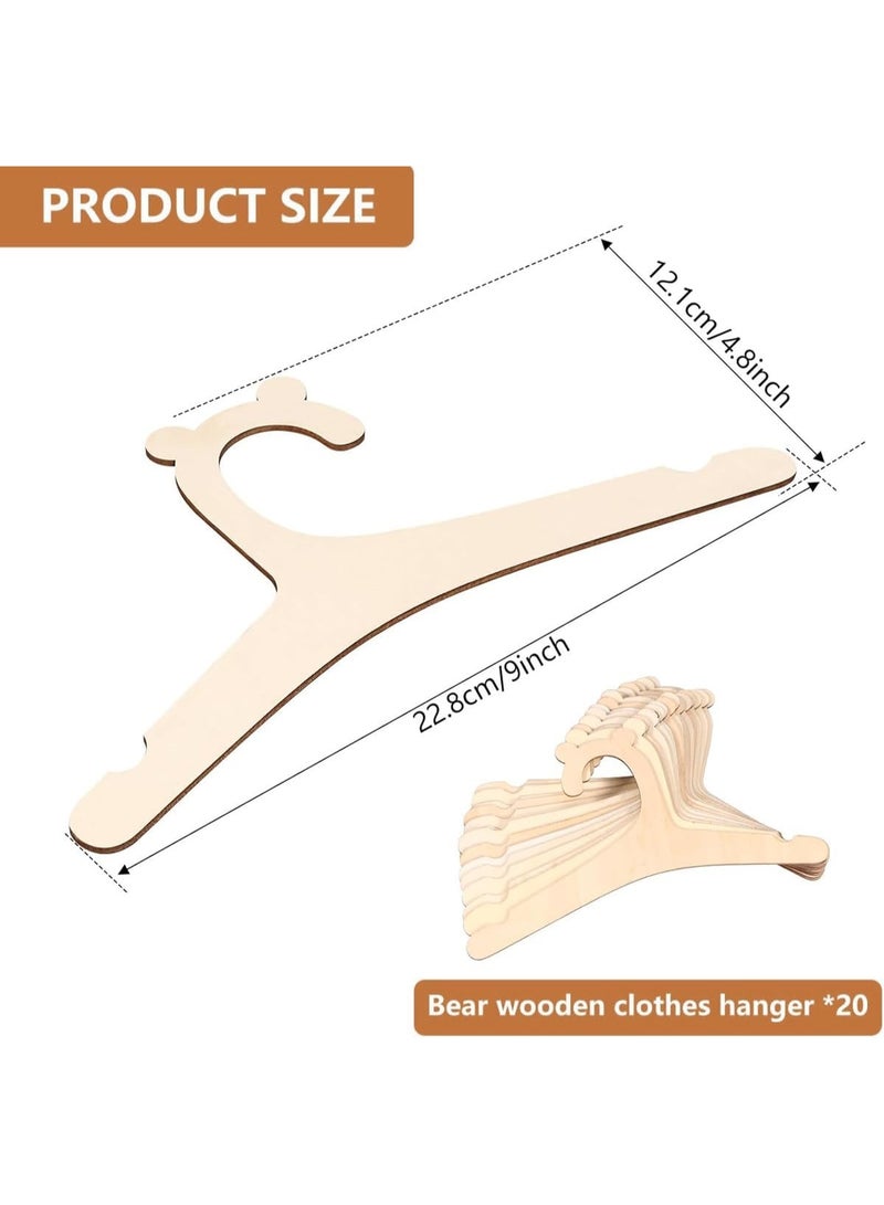 insular 20Pcs Wooden Baby Hangers, Bear Shaped Kids Clothes Hangers for Toddler Closet Organization, Natural Wood Non-Slip Hangers for Nursery, Cute Children‘s Clothing Hangers - Image 2